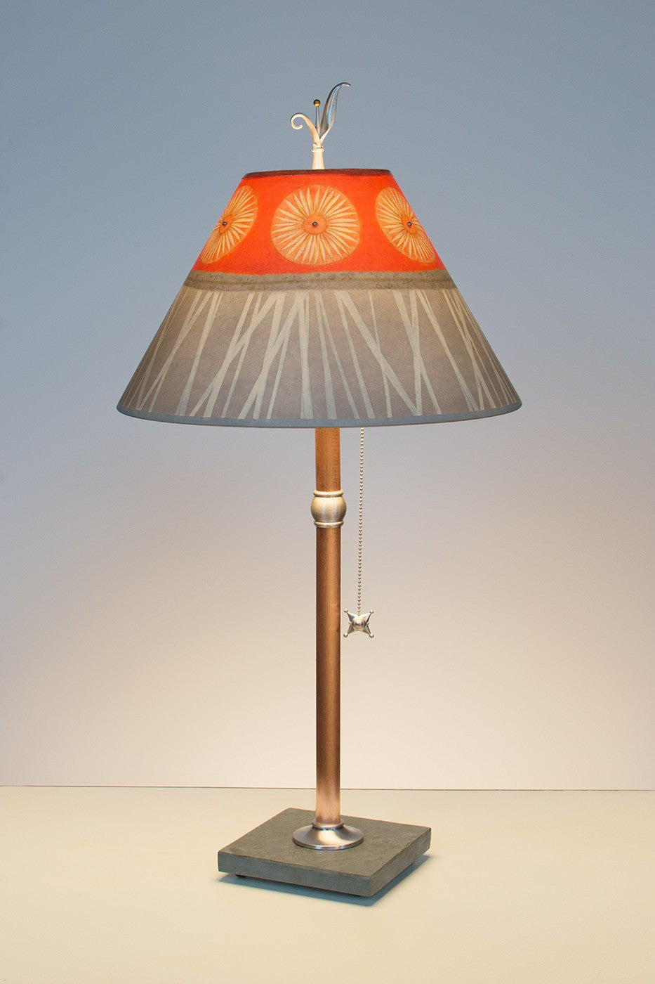 Copper Table Lamp with Medium Conical-Shade in "Tang" Design - True North Gallery