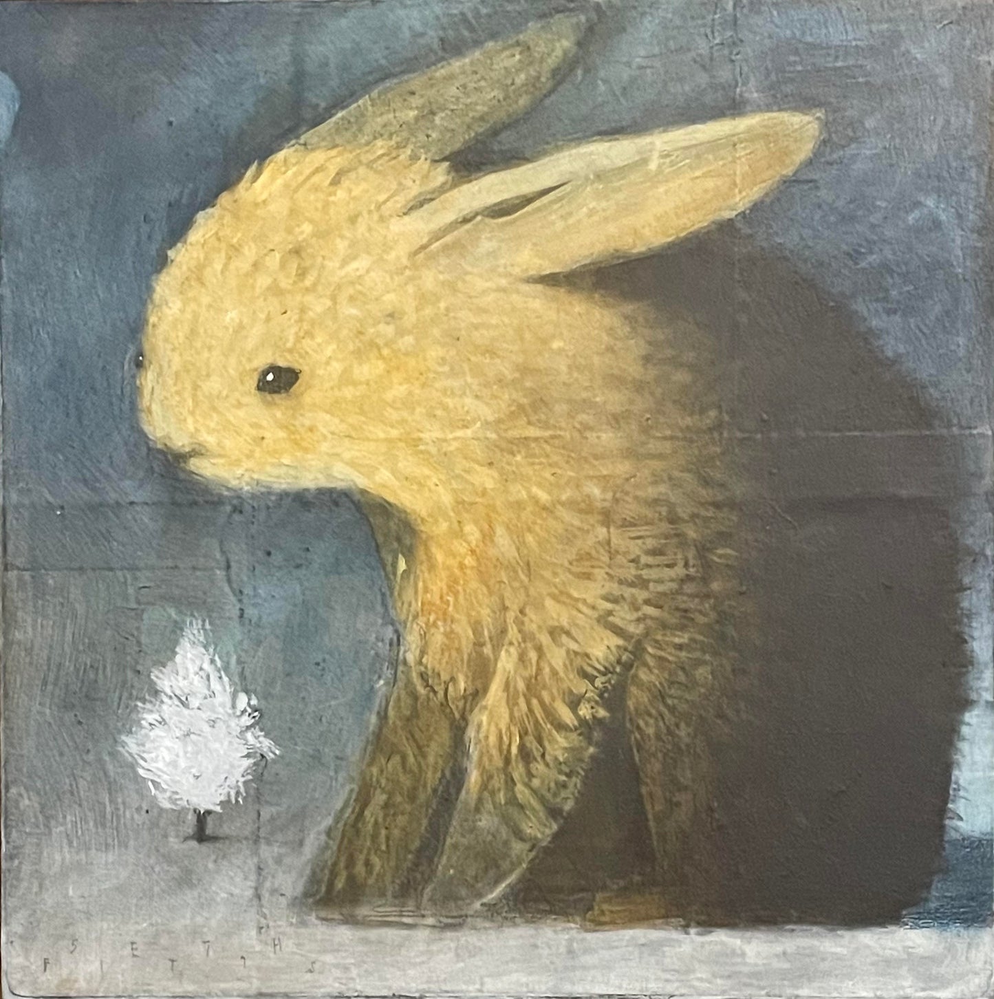Golden Rabbit with a Little White Tree