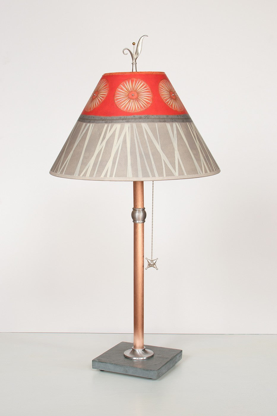 Copper Table Lamp with Medium Conical-Shade in "Tang" Design - True North Gallery