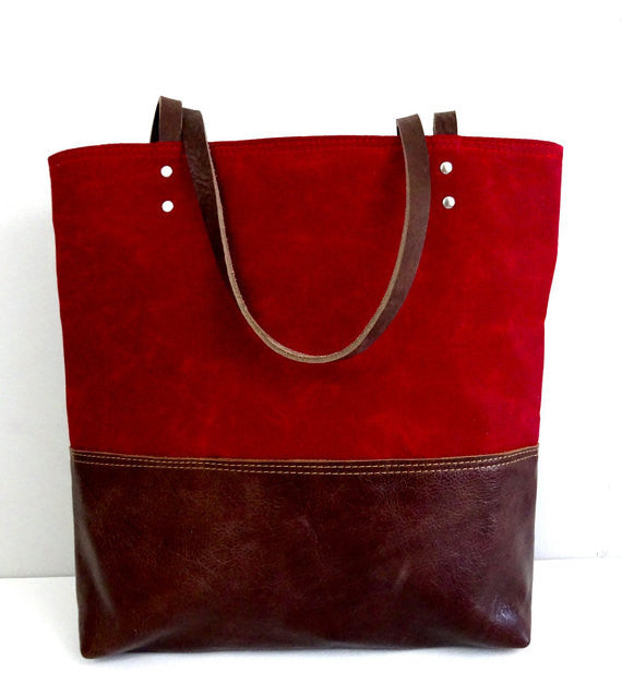 Red Waxed Canvas Tote - True North Gallery